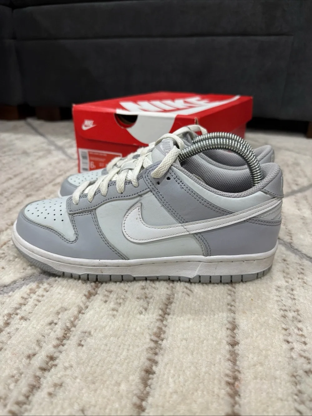 Nike Dunk Low Two Tone Gray White Sneaker DH9765-001 Size Kids 6Y / Womens 7.5